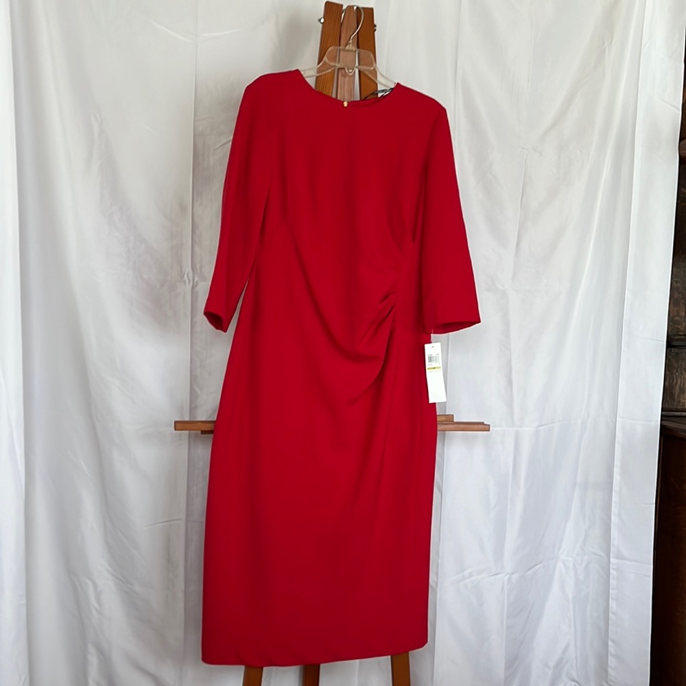Maggy London Red MIDI dress 3/4 sleeve